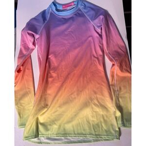 Berry Jane Rainbow Ombre Rash Guard UPF 50 Long Sleeve Swim Top Small